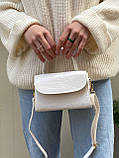 Жіноча крокодилова сумка крос-боді 7314 рептилія біла, фото 8