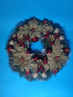 Вінок новорічний великий прикрашений 0423RG, фото 2