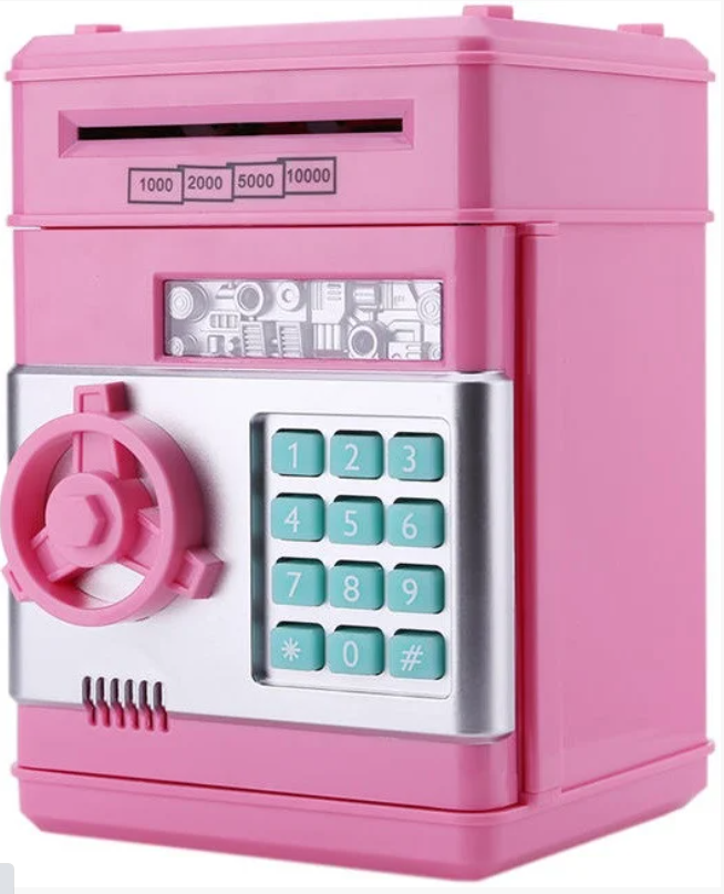 Детский электронный сейф копилка банкомат с кодовым замком NUMBER BANK,Розовый и Черный - фото 5 - id-p2035720308