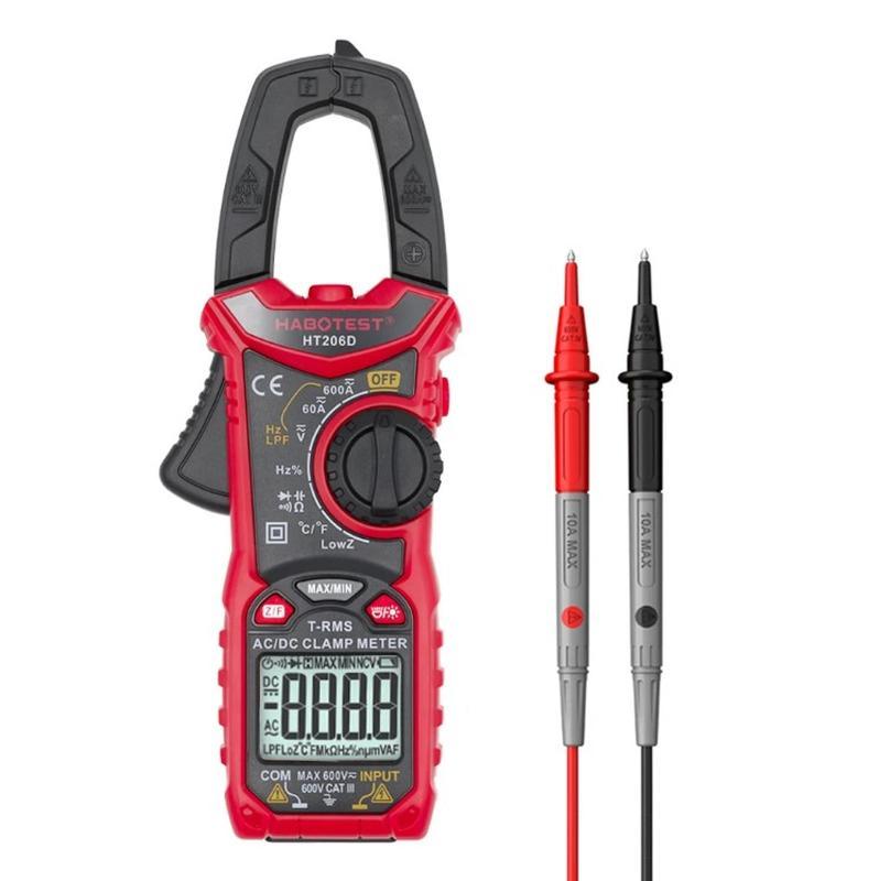 Токові кліщі HABOTEST HT206D (AC/DC 600A,600 В, 10 МГц, 60MOm, 100 мФ, TrueRMS, LowZ, LPF, NCV, ToС), фото 1