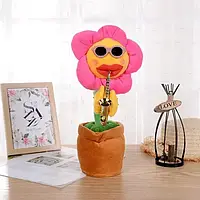 Танцующий поющий цветок с подсветкой саксофонист 35 см / Детская мягкая игрушка повторюшка WIB435