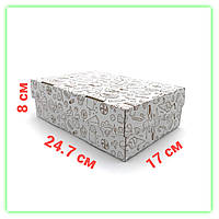Коробка самосборная под капкейки маффины кексы 4 шт 247х170х80 мм, упаковка с принтом для пирожных