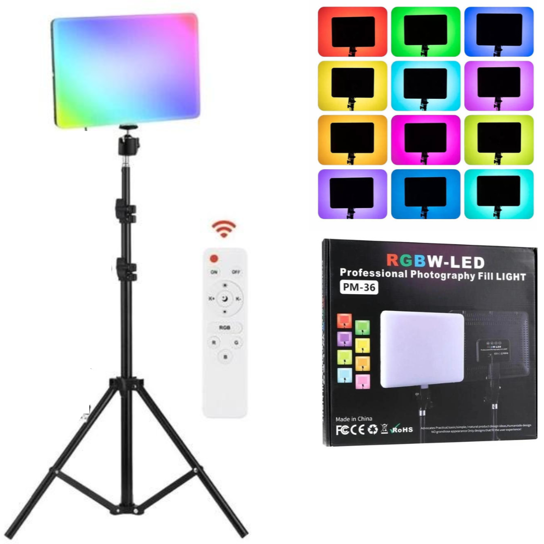 Світлодіодна панель для фотостудії Camera light PM-36 RGB 3000K-6500K + Штатив