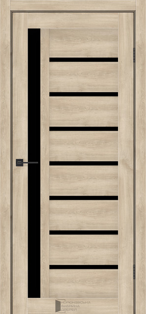 Двері міжкімнатні КФД/ KFD Arkadia Дуб звичайний з чорним склом, фото 1
