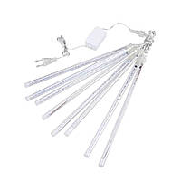 Электрическая LED гирлянда Дождь 8 шт палочек длиной по 50 см на 3 метра Белая D-30 в упаковке 1 шт