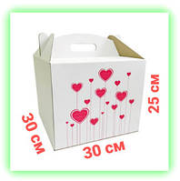 Коробки сердце самосборные с ручкой для тортов куличей пряничных домиков 30х30х25 см kotov