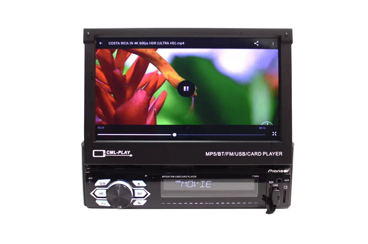 Автомагнітола 1din Pioneer 7188A 7" Екран виїзний/4Ядра/GPS/WiFi