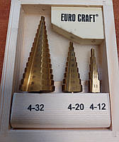 Свердло ступеневе по металу EURO CRAFT 15 ступенів 4-32 мм 3шт