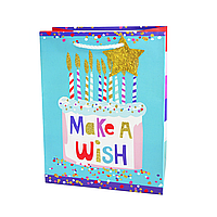 Подарочный пакет Make A Wish 32x25x11см | Голубой