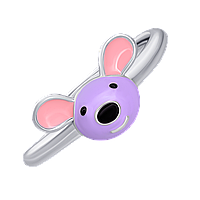 Каблучка Мишеня з фіолетовою емаллю