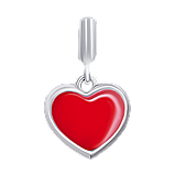 Кулон Серденько з червоною емаллю та фіанітом, фото 2