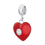 Кулон Серденько з червоною емаллю та фіанітом, фото 3