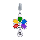 Кулон Ромашка кольорова з різнобарвною емаллю та підвіскою з фіанітами, фото 2