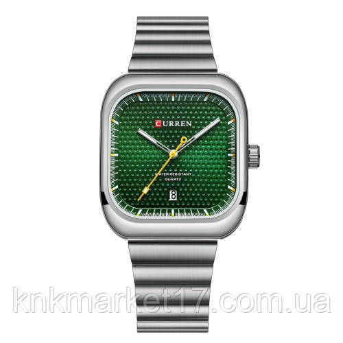 Багатофункційний високоякісний кварцовий годинник Curren 8460 Silver-Green, фото 1
