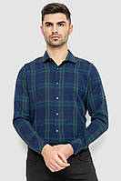 Рубашка мужская в клетку байковая, цвет зелено-синий, 214R103-35-179
