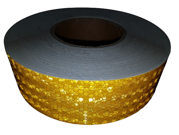 Світловідбиваюча самоклеюча стрічка жовта, ширина 5см, довжина 1м