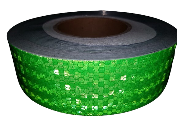 Світловідбиваюча самоклеюча стрічка зелена, ширина 5см, довжина 1м, фото 2