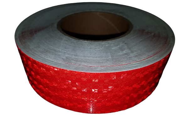 Світловідбиваюча самоклеюча стрічка червона, ширина 5см, довжина 1м