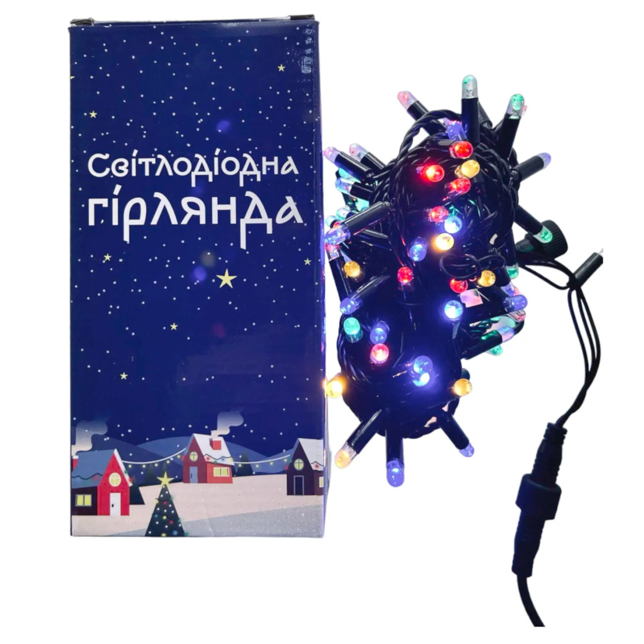 Гірлянда вулична світлодіодна лінійна Ultralight 100 LED 10м різнобарвне світло чорна без контролера