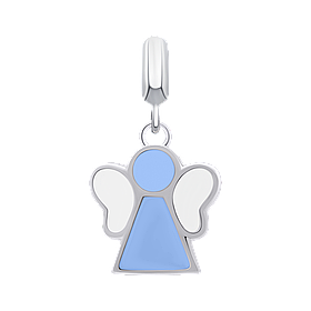 Кулон Янголятко з блакитною та білою емаллю