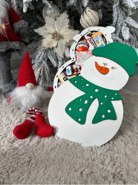 Новогодний подарок набор сладостей для детей Снеговик ,красивый сюрприз бокс с конфетами близким на Новый год - фото 9 - id-p1708659433