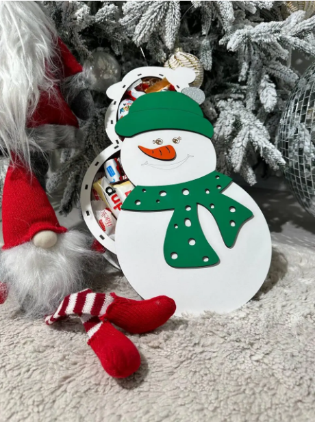 Новогодний подарок набор сладостей для детей Снеговик ,красивый сюрприз бокс с конфетами близким на Новый год - фото 5 - id-p1708659433