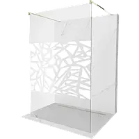 Mexen Kioto душова стінка окремостояча 100 x 200 см, прозора/біла 8 мм, золотиста - 800-100-002-50-85