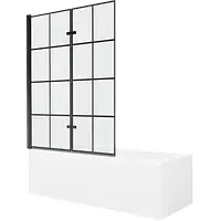 Mexen Cubik прямокутна ванна 150 x 70 см, з боковою панеллю і перегородкою на дві секції 120 см, чорна -