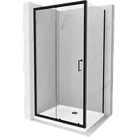 Mexen Apia душова кабіна розсувна 90 x 100 см, чорна + піддон Flat, білий- 840-090-100-70-00-4010B