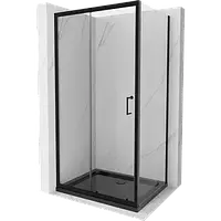Mexen Apia душова кабіна розсувна 90 x 100 см, чорна + піддон Flat, чорний - 840-090-100-70-00-4070B