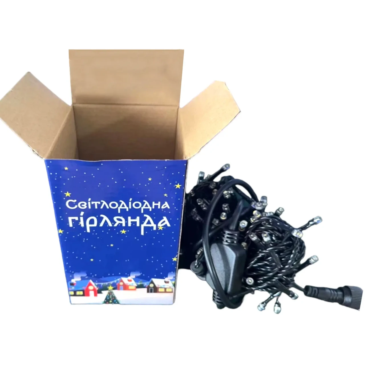 Гірлянда вулична світлодіодна лінійна Ultralight 100 LED 10м різнобарвне світло чорна без контролера
