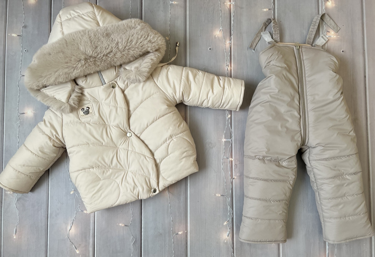 Зимовий комплект для дівчинки куртка та напівкомбінезон