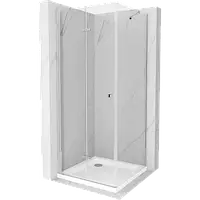 Mexen Lima душова кабіна з складаними дверима 70 x 70 см, срібляста + піддон Flat - 856-070-070-01-00-4010