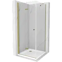 Mexen Lima душова кабіна з складаними дверима 70 x 70 см, золотиста + піддон Flat - 856-070-070-50-00-4010