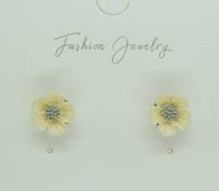 Детские сережки Сережки гвоздики пусеты Liresmina Jewelry желтые цветочки 0.8 см