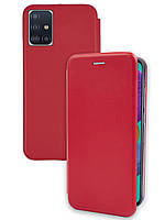 Чехол книжка для Samsung A71 (красный цвет) на магните с отделом для карт