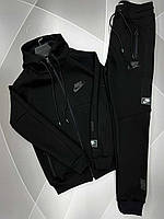 Мужской теплый трикотажный спортивный костюм на флисе Nike Турция черный