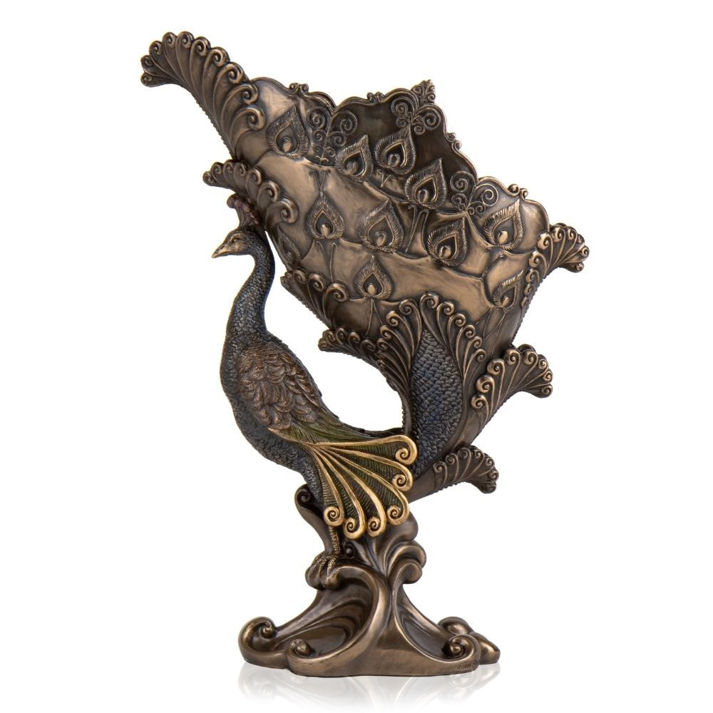 Декоративна статуетка "Павич" з полістоуну від італійського бренду Veronese 28,5 см, фото 1