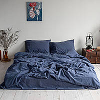 Комплект постільної білизни з вареного бавовни Тм La Modno євро розмір колір темно-синій