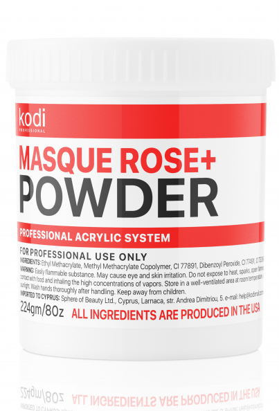 Акрилова пудра для нарощування нігтів Kodi Professional Masque Rose+ Powder 224гр. (колір:матуючий "Роза+")