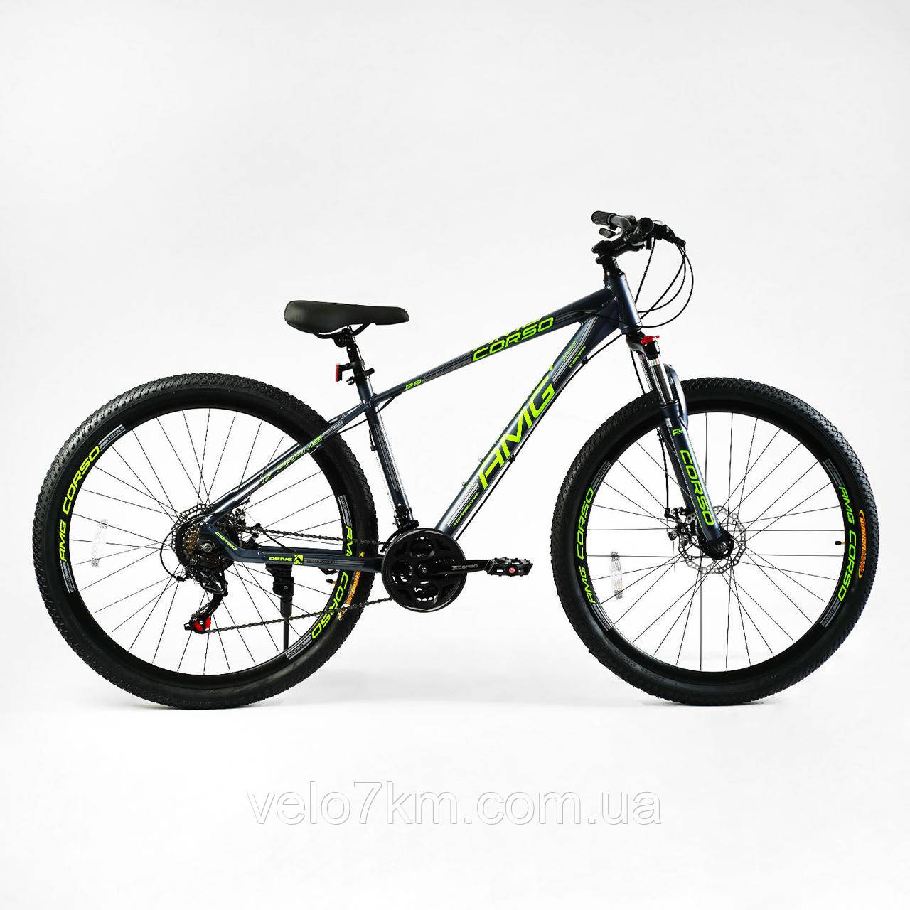 Гірський алюмінієвий велосипед Corso AMG 29" рама 17" комплектація Shimano, 21 швидкість, зібраний на 75%