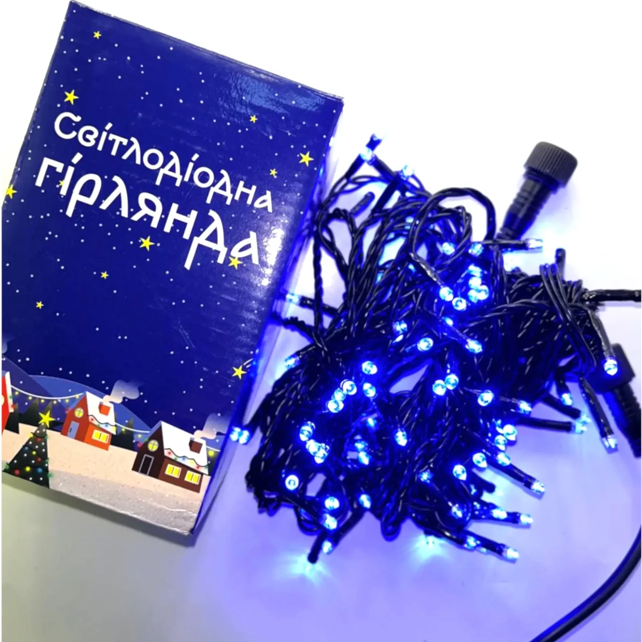 Гірлянда вулична світлодіодна лінійна Ultralight 100 LED 10м синє світло чорна без контролера