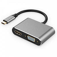 Переходник 4K USB-C HUB PD+HDMI+VGA+USB adapter 4 in 1