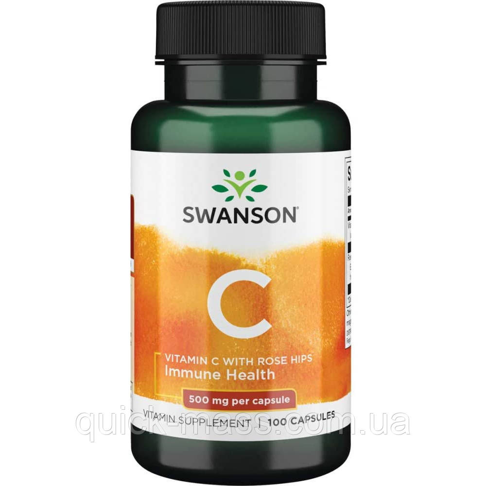 Вітамін С Swanson Vitamin C 500 mg with Rose Hips 100 caps