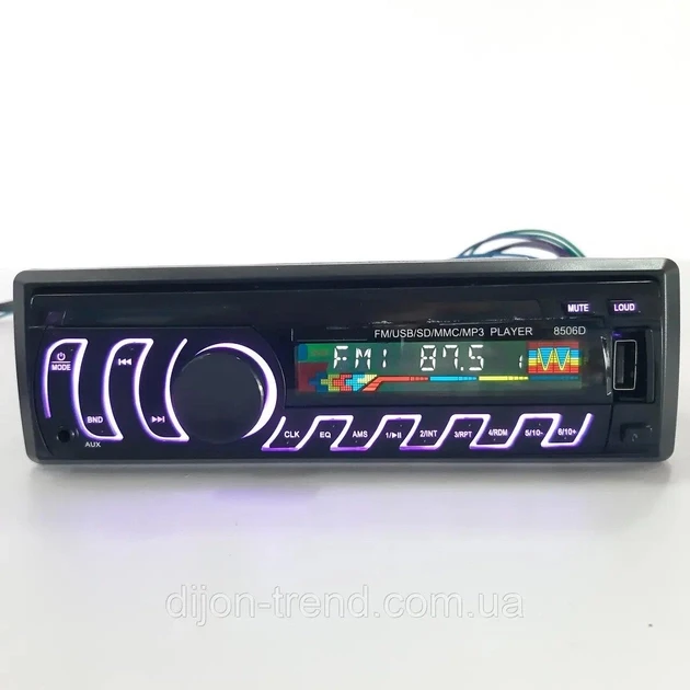 Магнітола в авто Pioneer 8506D Usb, RGB підсвічування, Fm, Aux
