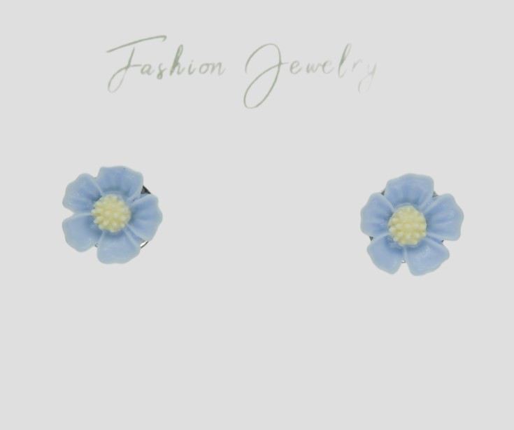 Дитячі сережки Сережки гвоздики пусети Liresmina Jewelry блакитні квіточки 0.8 см, фото 1