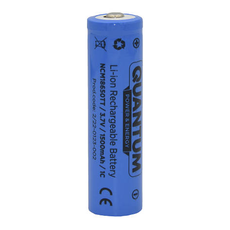 Акумулятор літій-іонний Quantum Li-ion NCM18650, 1500mAh, 1С, з клемним виступом, 1шт/уп, фото 1