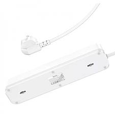 Мережевий фільтр Hoco NS1 Aura 4-bit PD 20W 2xUSB+Type-C 1.8m (white), фото 2