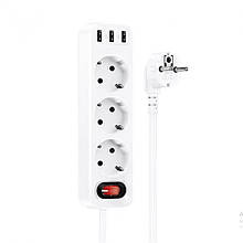 Мережевий фільтр Hoco NS2 (3 розетки + 3 USB) 1.8m (white)