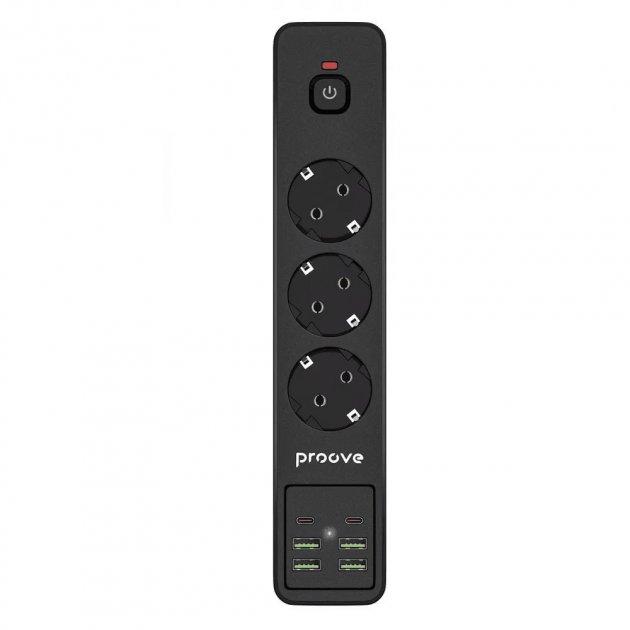 Мережевий фільтр Proove Power Socket P-03 (3 розетки + 4 USB + 2 Type-C) 2М (black)